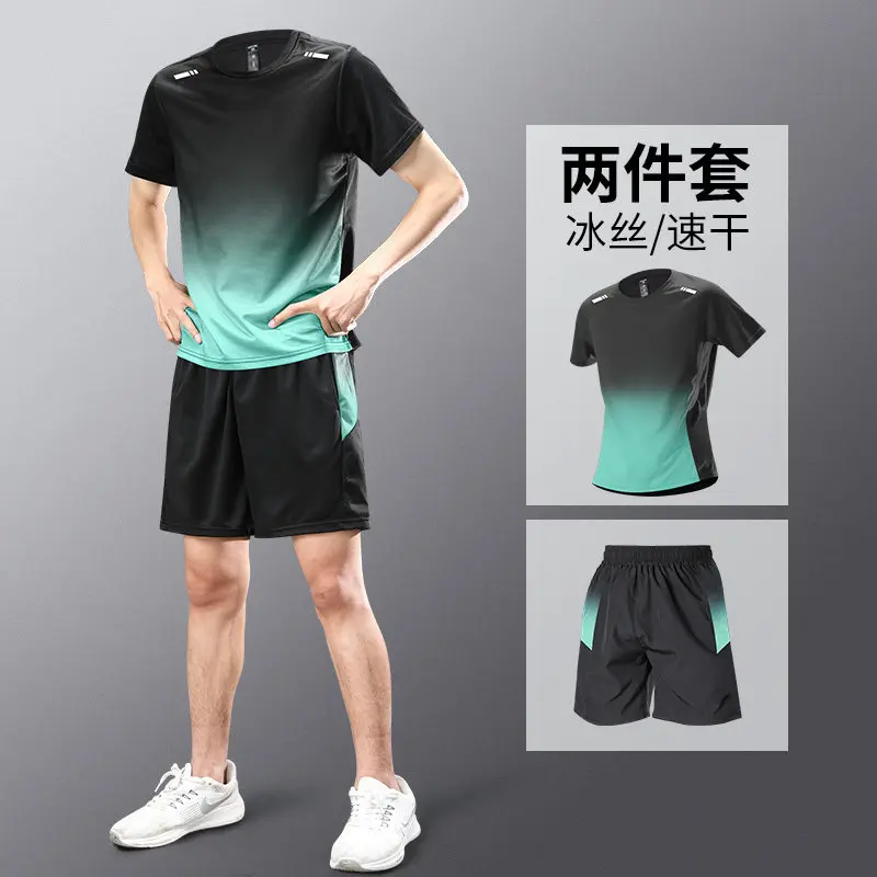 Two-piece men's summer sports  - Running Gear Outfit ulasan dan harga