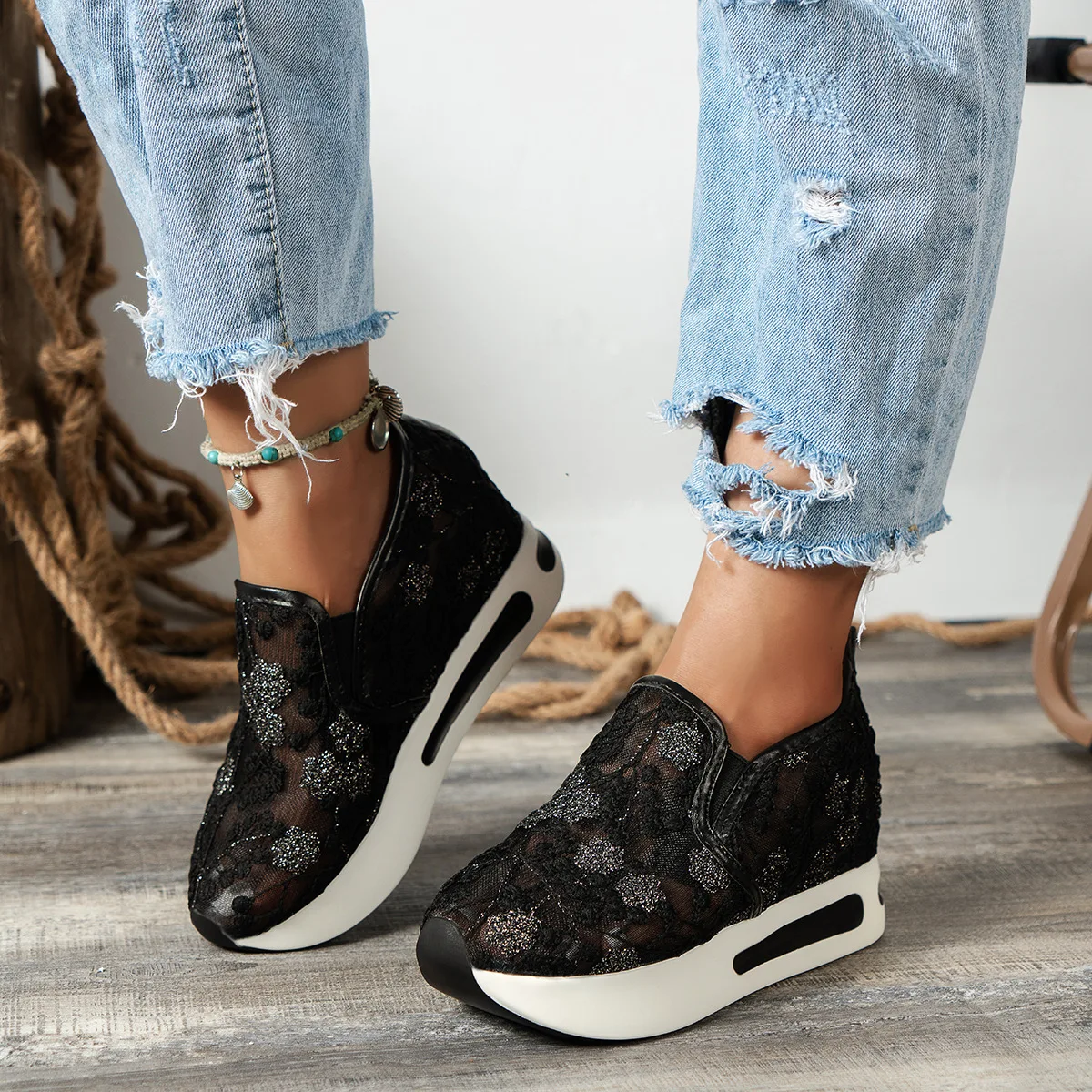 Lace Flats Platform Women Spor - Running Gear Women ulasan dan harga